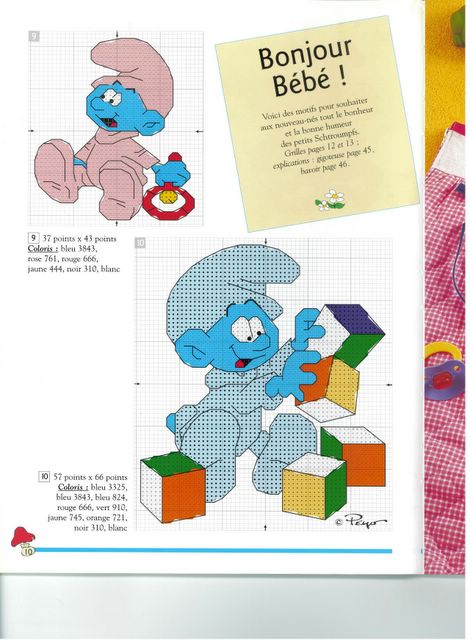 Schema punto croce Grilles des schtroumpfs (5)
